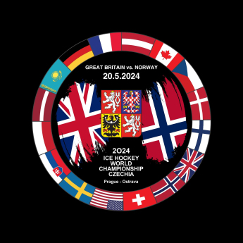 Hokejové reprezentácie puk Ice Hockey World Championship Czechia MS 2024 Dueling 20.5.2024 Great Britain vs. Norway
