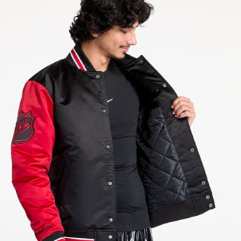 Chicago Blackhawks pánska bunda Primetime Heavyweight Satin Jacket Current Logo