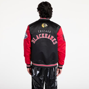 Chicago Blackhawks pánska bunda Primetime Heavyweight Satin Jacket Current Logo