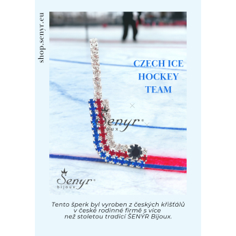 Hokejové reprezentácie brošňa Czech Hockey Tricolor Silver Plated Hockey Stick