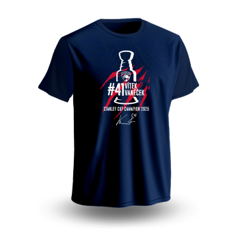Florida Panthers pánske tričko Vítek Vaněček #92 Stanley Cup Champion 2025 navy