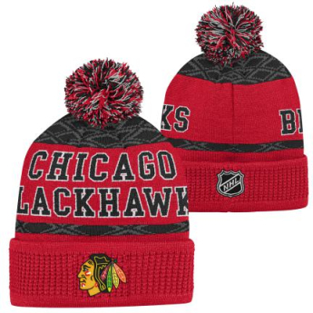 Chicago Blackhawks detská zimná čiapka Puck Pattern Cuffed Pom