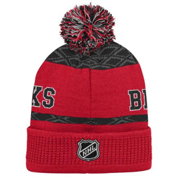 Chicago Blackhawks detská zimná čiapka Puck Pattern Cuffed Pom