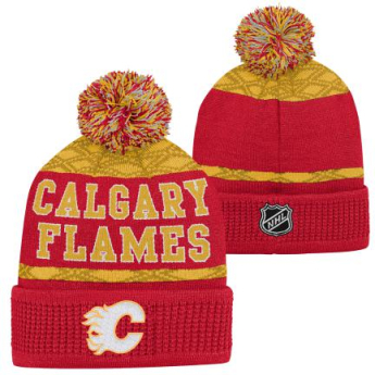 Calgary Flames detská zimná čiapka Puck Pattern Cuffed Pom