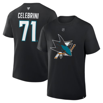 San Jose Sharks pánske tričko Macklin Celebrini #71 Authentic Stack Name and Number black