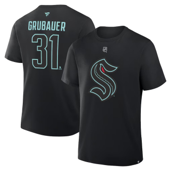 Seattle Kraken pánske tričko NHL Philipp Grubauer #31 Authentic Stack Name & Number T-Shirt - Black