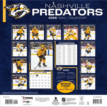 Nashville Predators kalendár 2026 Wall