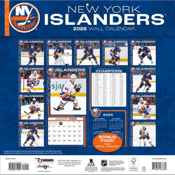 New York Islanders kalendár 2026 Wall