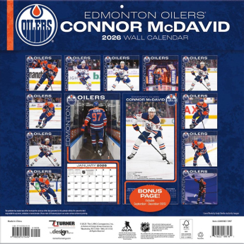 Edmonton Oilers kalendár Connor McDavid #97 2026 Wall