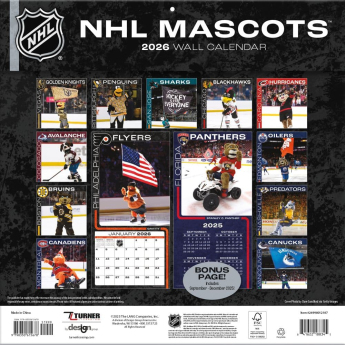 NHL produkty kalendár Mascots 2026 Wall