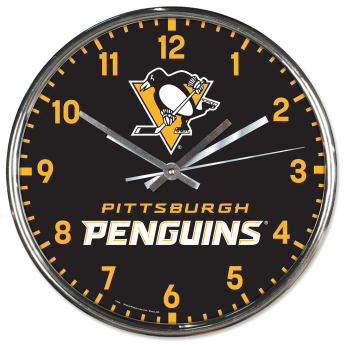 Pittsburgh Penguins nástenné hodiny Chrome