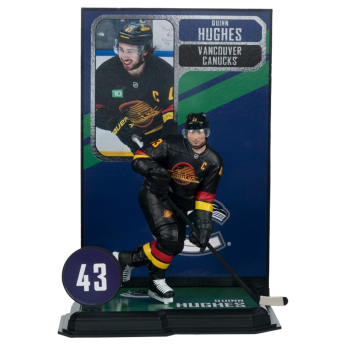 Vancouver Canucks figúrka Quinn Hughes #43 SportsPicks Black Jersey