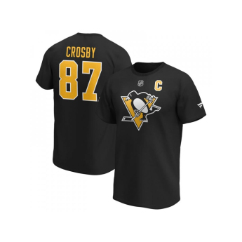 Pittsburgh Penguins pánske tričko Sidney Crosby #87 Stack Logo Name & Number black