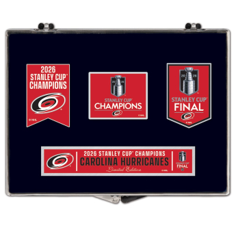 Carolina Hurricanes odznak NHL 2026 Stanley Cup Champions Three-Piece Collector Pin Set