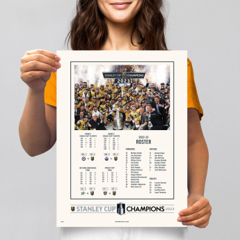 Plakát Vegas Golden Knights NHL Stanley Cup Champions 12" x 16" Stats & Roster