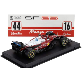 Model Scuderia Ferrari SF-25 BBurago #16 Charles Leclerc Monza 2025 1:43 Signature