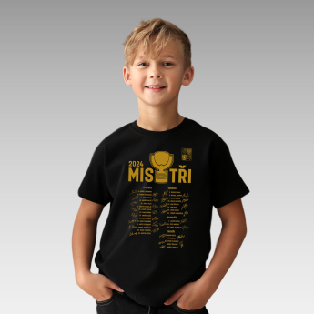 Hokejové reprezentácie detské tričko MISTŘI Ice Hockey World Championship Czechia MS 2024 GOLD EDITION Black