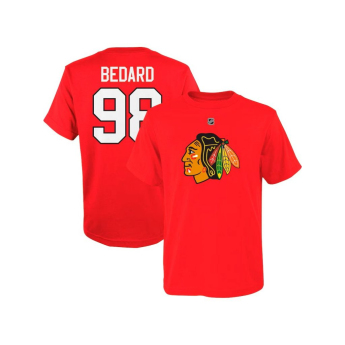 Chicago Blackhawks detské tričko Connor Bedard Chicago Blackhawks Flat Name & Number Ctn Tee