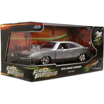 Modely áut a motoriek model 1/24 Fast & Furious 1970 Dodge Charger R/T F&F, Silver, 25th Anniversary Edition