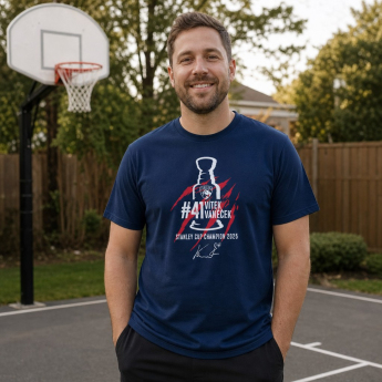 Florida Panthers pánske tričko Vítek Vaněček #92 Stanley Cup Champion 2025 navy