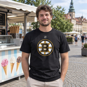 Boston Bruins pánske tričko black #88 David Pastrňák Stack Logo Name & Number
