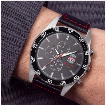 FC Liverpool hodinky Mens Leather Strap Chronograph Watch