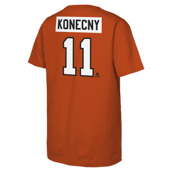 Philadelphia Flyers detské tričko Travis Konecny #11 NHL Flat Name & Number Short Sleeve Cotton