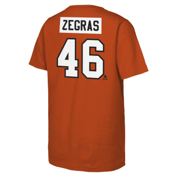 Philadelphia Flyers detské tričko Trevor Zegras #46 NHL Flat Name & Number Short Sleeve Cotton