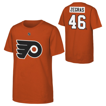 Philadelphia Flyers detské tričko Trevor Zegras #46 NHL Flat Name & Number Short Sleeve Cotton
