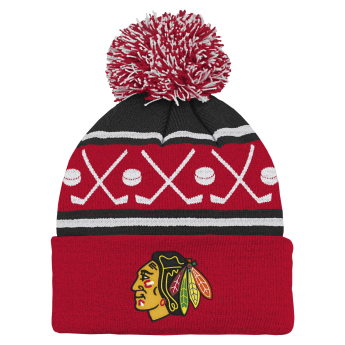 Chicago Blackhawks detská zimná čiapka NHL Face-Off Cuff Pom