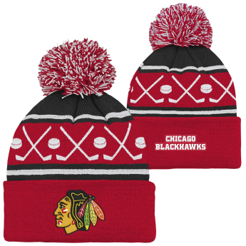 Chicago Blackhawks detská zimná čiapka NHL Face-Off Cuff Pom