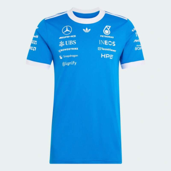 Mercedes AMG Petronas pánske tričko F1 Blue with Sponsor Logos - SILVERSTONE 2026 Edition