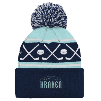 Dětská batolecí zimní čepice Seattle Kraken NHL Face-Off Cuff Pom