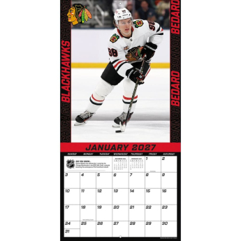 Chicago Blackhawks kalendár NHL #98 Connor Bedard 2027 Wall