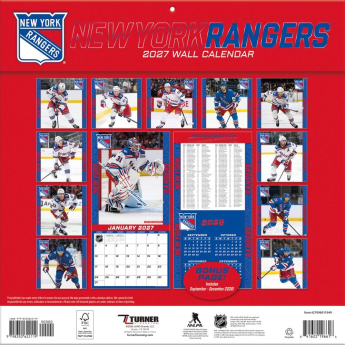 New York Rangers kalendár NHL 2027 Wall