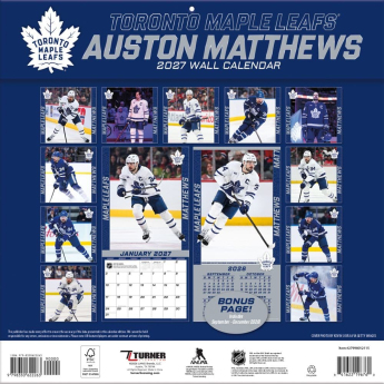 Toronto Maple Leafs kalendár NHL #34 Auston Matthews 2027 Wall