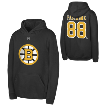 Boston Bruins detská mikina s kapucňou David Pastrnak #88 NHL Flat Name & Number Fleece