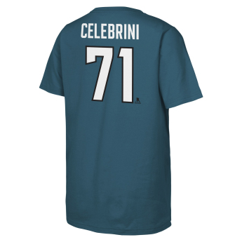 San Jose Sharks detské tričko Macklin Celebrini #71 NHL Flat Name & Number Short Sleeve Cotton