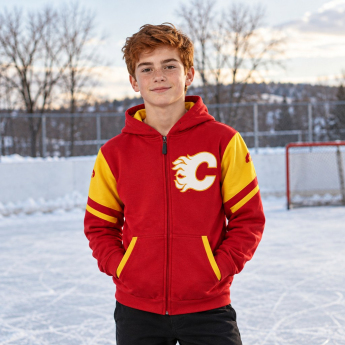 Calgary Flames detská mikina s kapucňou Faceoff Colorblocked Fleece Full-Zip
