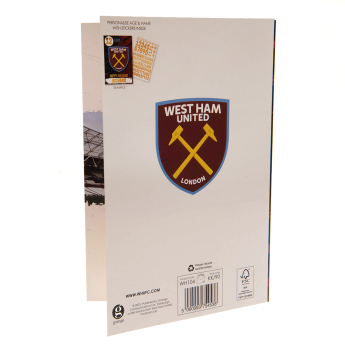 West Ham United narodeninová pohľadnica so samolepkami Have a fantastic birthday