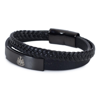 Newcastle United kožený náramok Black IP Leather Bracelet