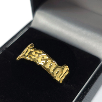 FC Arsenal prsteň 18ct Gold Plated on Silver Text Ring - U