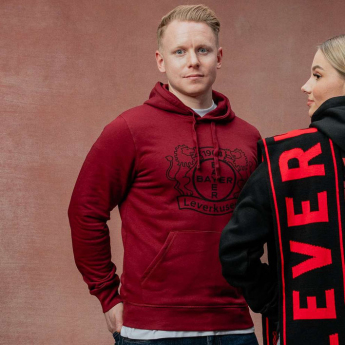 Bayer 04 Leverkusen pánska mikina s kapucňou Logo burgundy