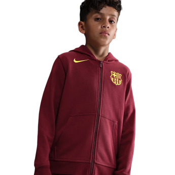 FC Barcelona detská mikina s kapucňou Zip Club red