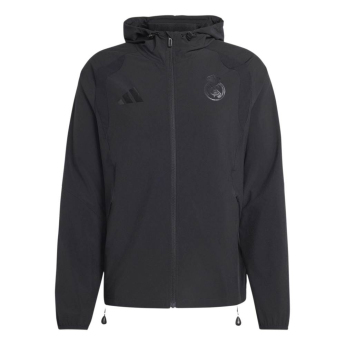 Real Madrid pánska bunda s kapucňou Travel Windbreaker black