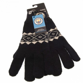 Manchester City pánske rukavice Knitted Gloves Adult Fairisle