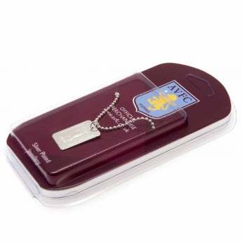 Aston Villa retiazka na krk s psou známkou Silver Plated Dog Tag & Chain