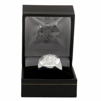 Manchester City prsteň Silver Plated Crest Ring Medium EC