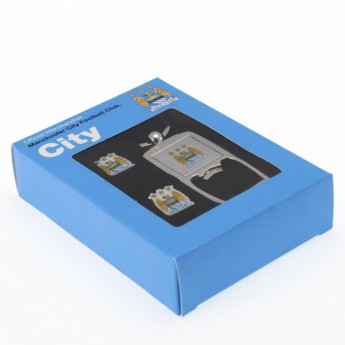 Manchester City sada otvárač a manžetové gombíky Cufflinks & Keyring Bottle Opener Set