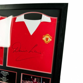 Legendy zarámovaný dres Manchester United Charlton & Law Signed Shirts (Dual Framed)